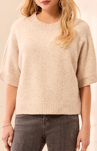 Tribal Lofty Short Sleeve Sweater w/Gold Flicks