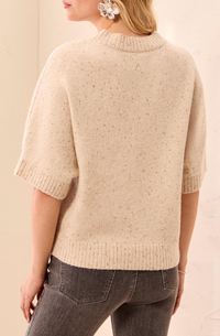 Tribal Lofty Short Sleeve Sweater w/Gold Flicks