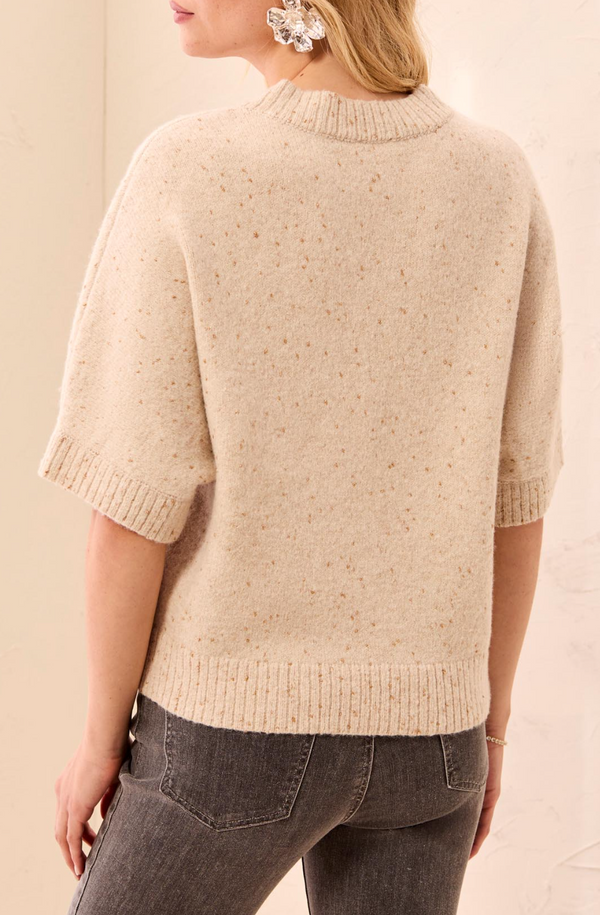 Tribal Lofty Short Sleeve Sweater w/Gold Flicks