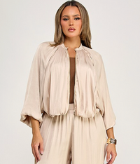 Bubble Hem Satin Jacket