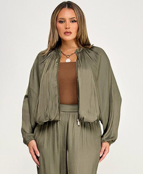 Bubble Hem Satin Jacket