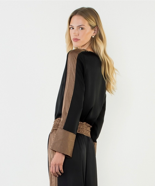 THML Satin Top with Stripe Details