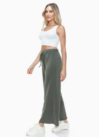 Wide Leg Scuba Pant-Olive