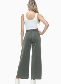 Wide Leg Scuba Pant-Olive
