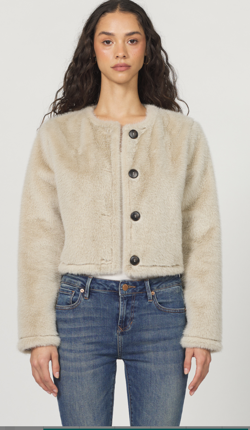 Round Neck Fuzzy Jacket