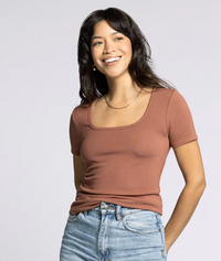 Katara Scoop Neck Tee-Rust