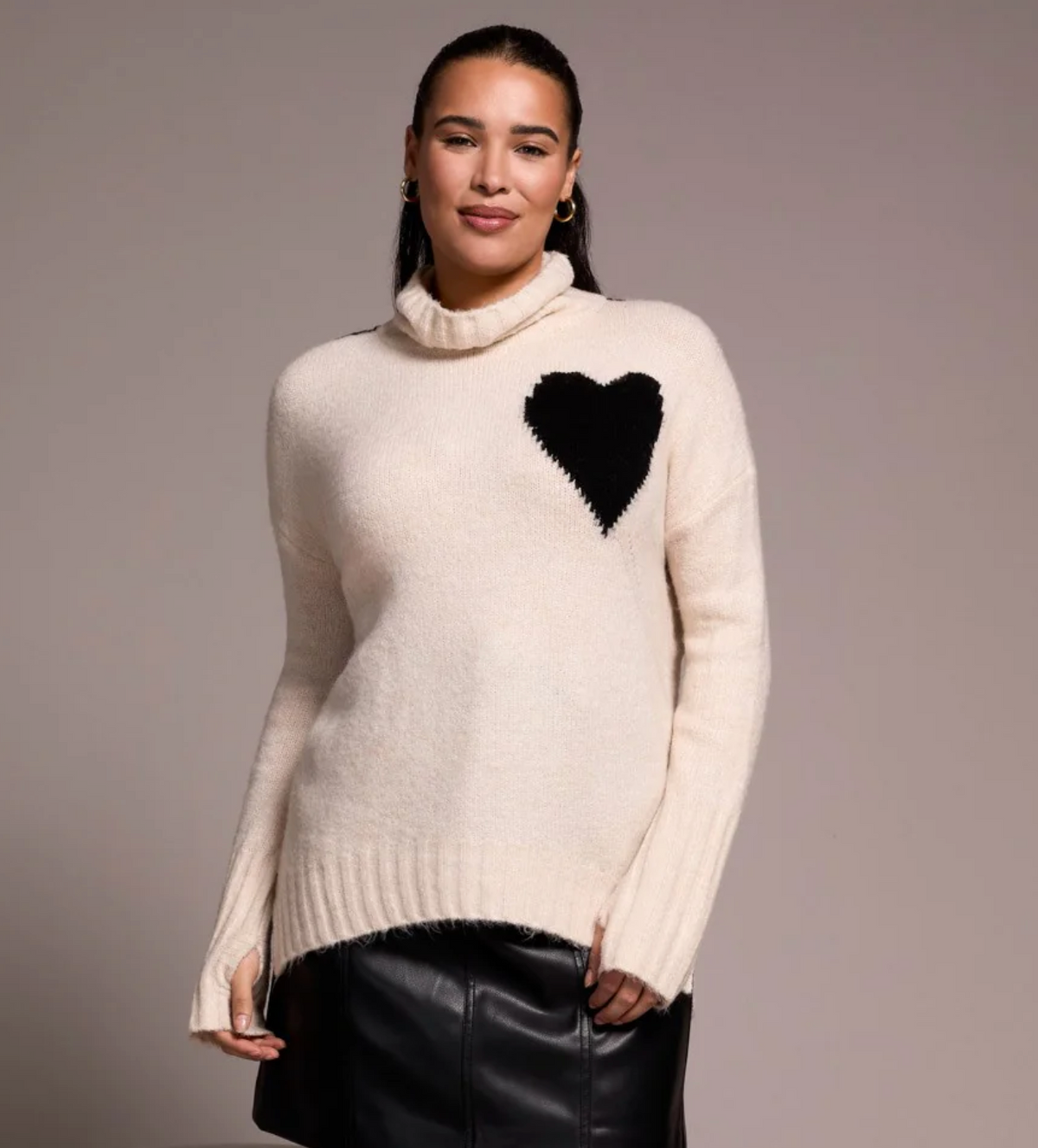 Tribal Turtle Neck Heart Sweater