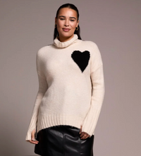 Tribal Turtle Neck Heart Sweater