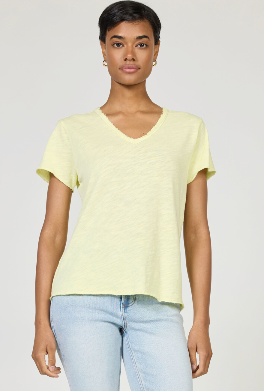 Vanya Slub Raw Edge Tee -Yellow