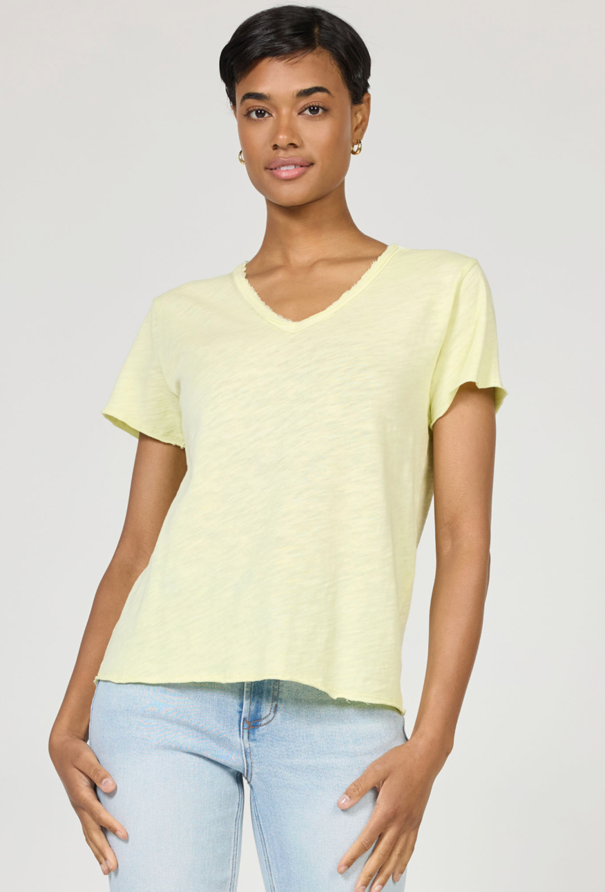 Vanya Slub Raw Edge Tee -Yellow