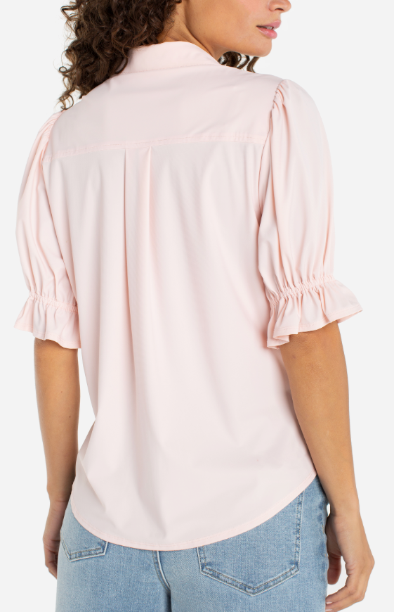 Elbow Puff Sleeve Top Lt Pink