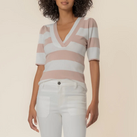 Kut Yona Striped Vneck Sweater