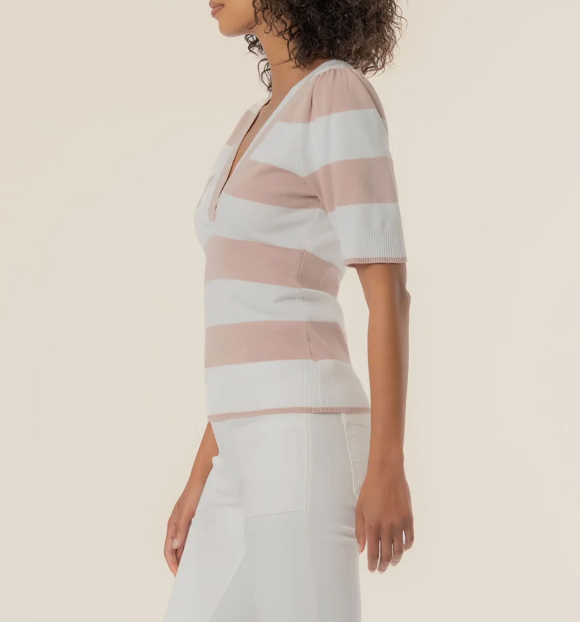 Kut Yona Striped Vneck Sweater
