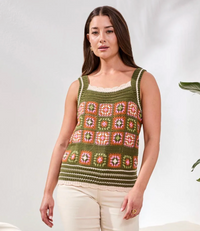 Tribal Wide Strap Crochet Cami