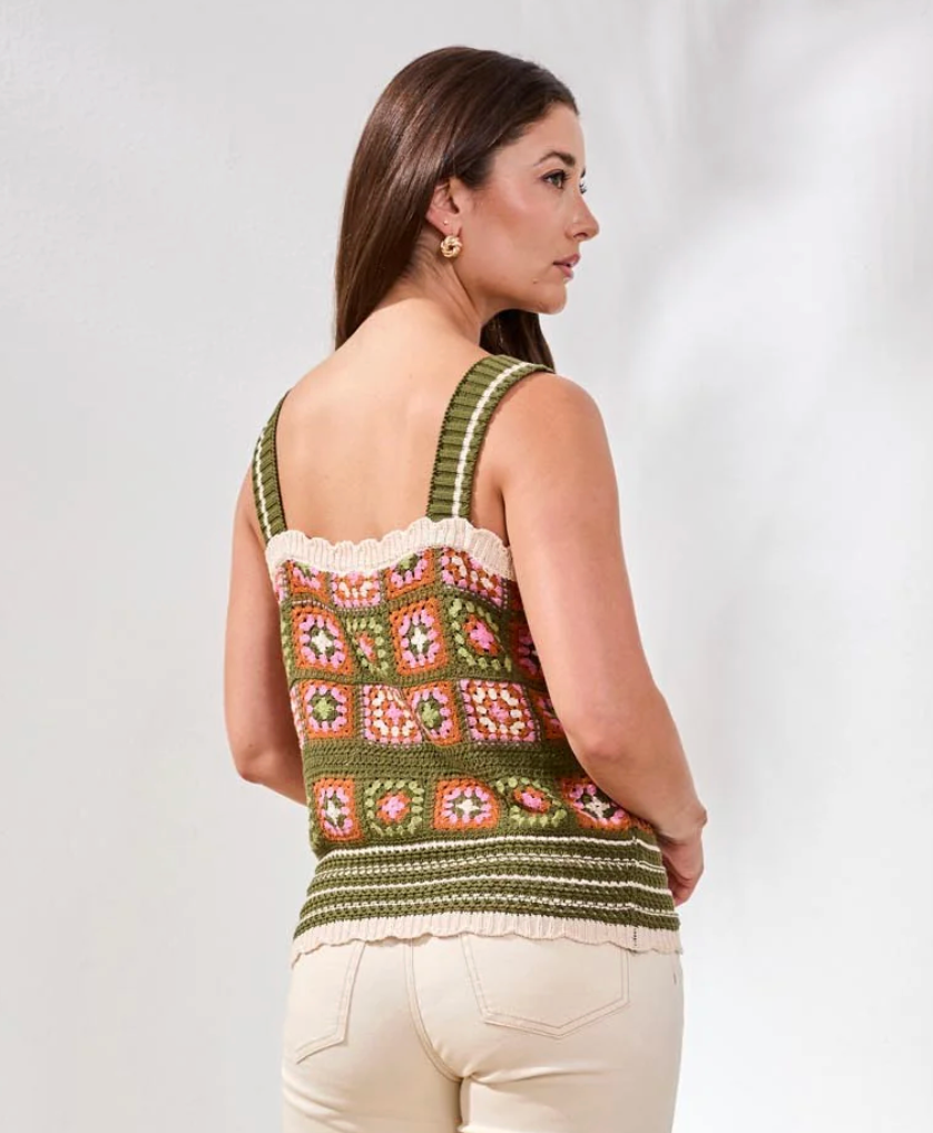 Tribal Wide Strap Crochet Cami