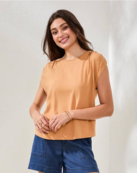 Tribal Boat Neck Cap Sleeve Top