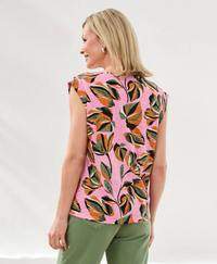 Tribal V-neck Cap Sleeve Top