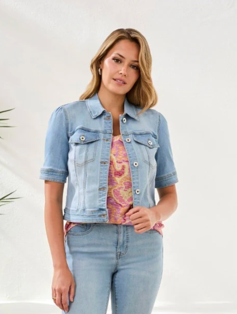 Tribal Elbow Sleeve Denim Jacket