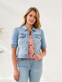 Tribal Elbow Sleeve Denim Jacket
