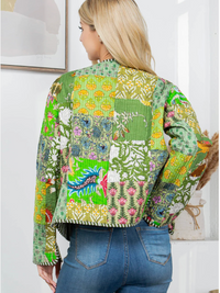 Reversible Floral Print Quilted Patch Jacket
