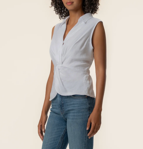 Kut Sara Twist Front Linen Top