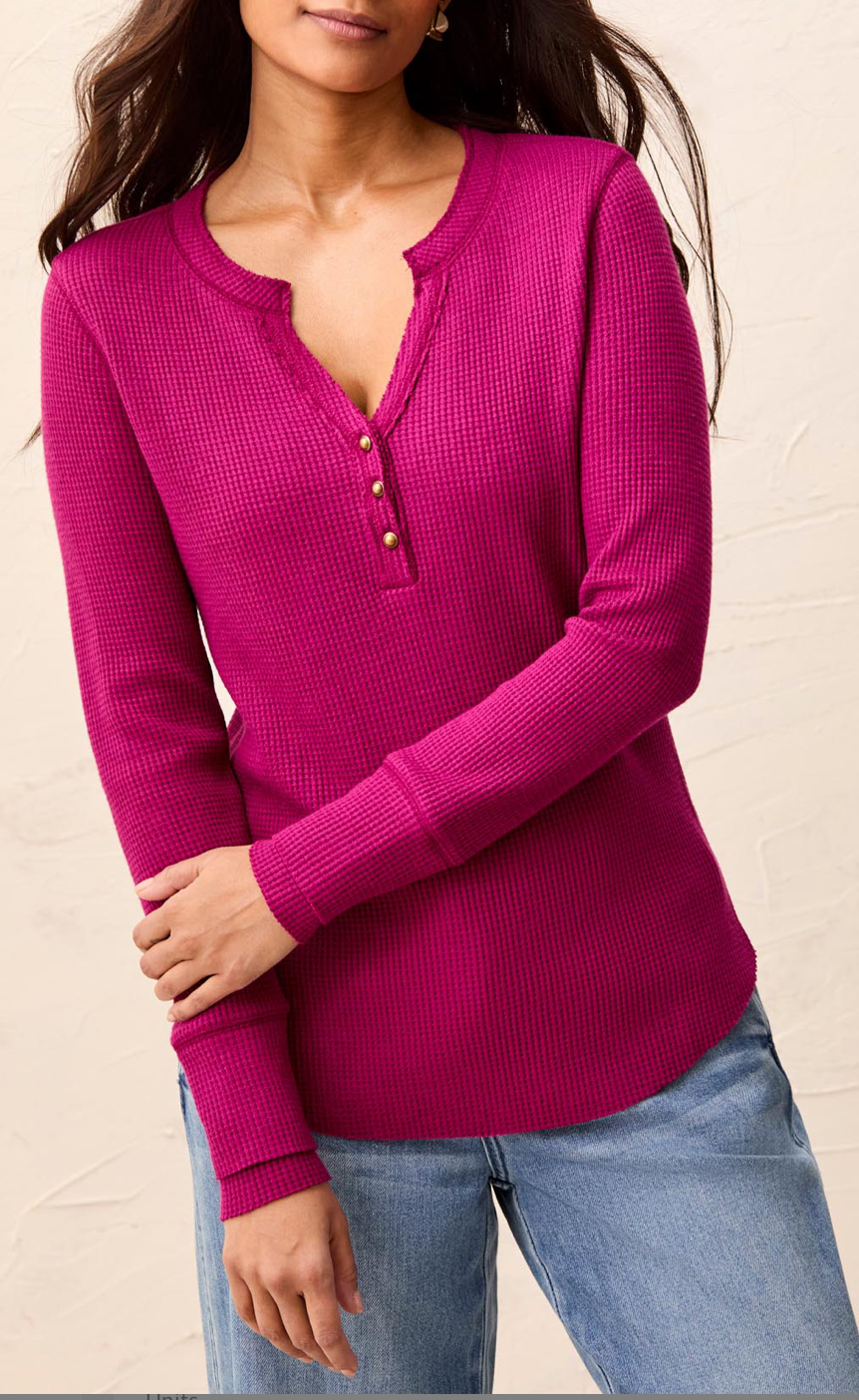 Tribal Waffle Knit Henley Top