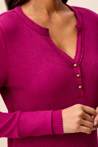 Tribal Waffle Knit Henley Top