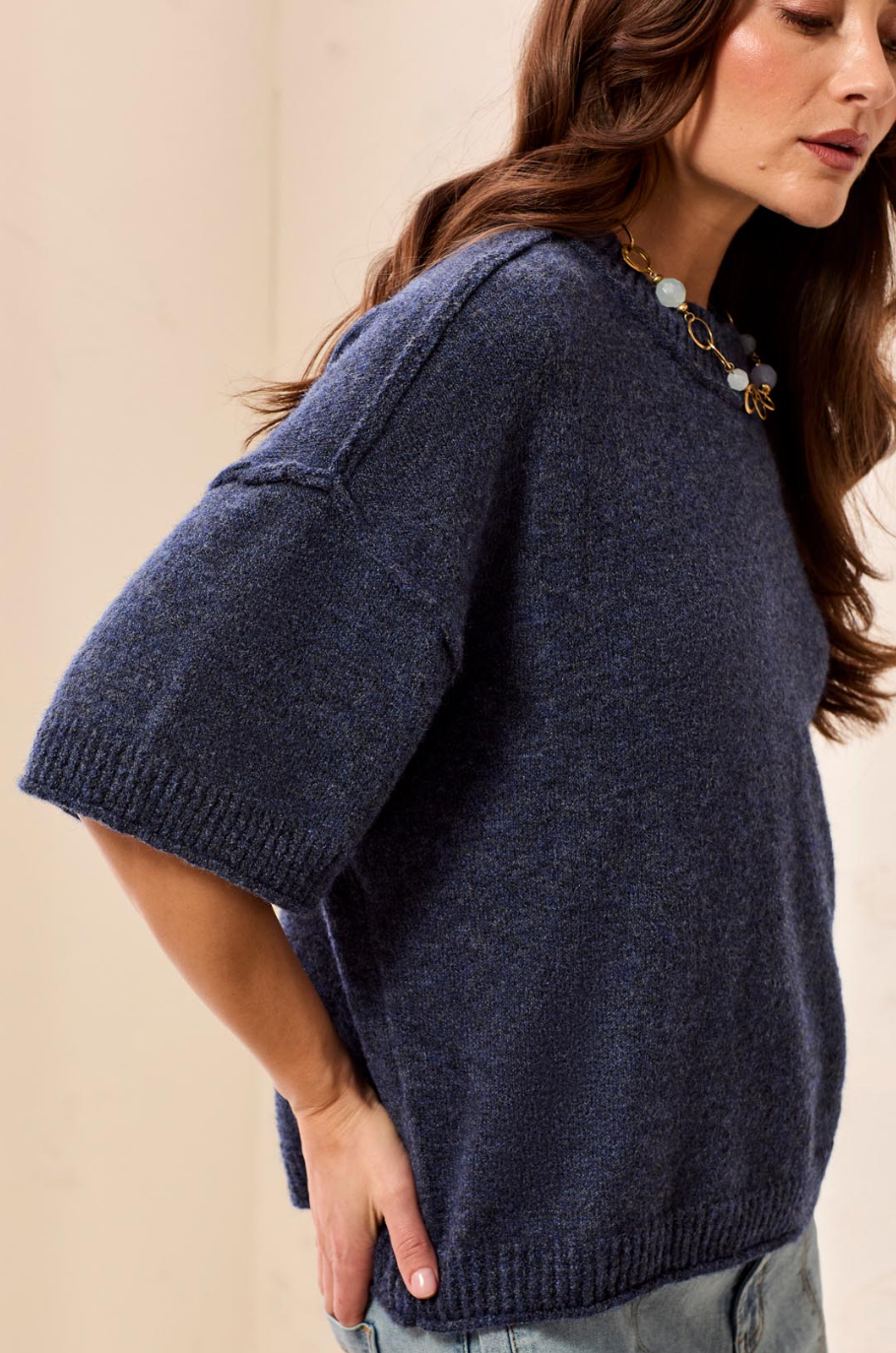 Tribal Elbow Sleeve Crew Neck Sweater