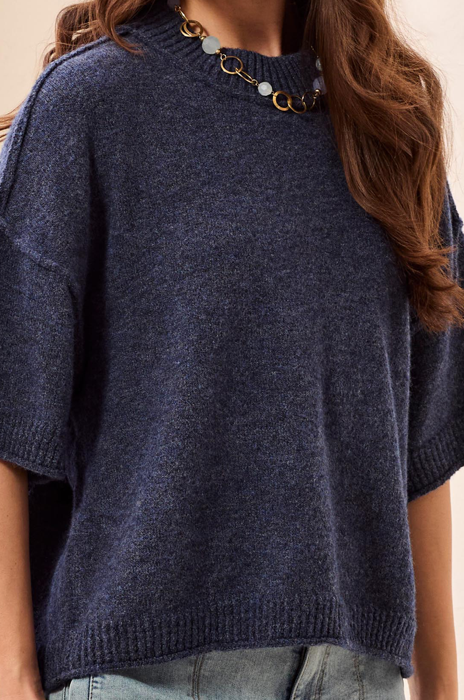 Tribal Elbow Sleeve Crew Neck Sweater