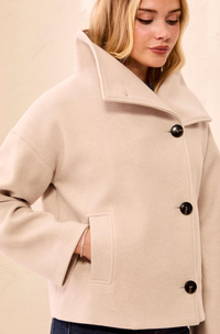 Tribal Lofty Chic Funnel Neck Jacket-Antique White