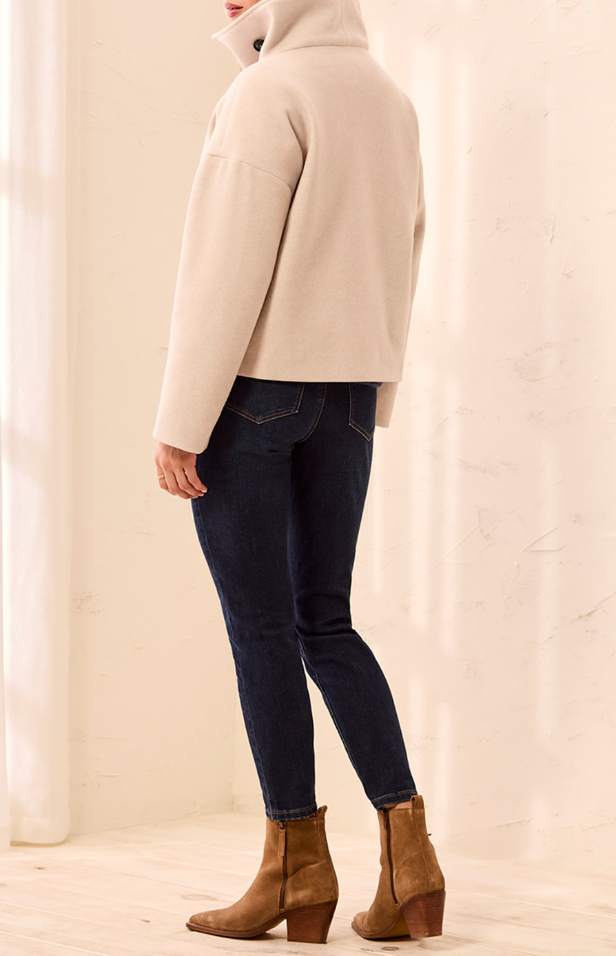 Tribal Lofty Chic Funnel Neck Jacket-Antique White
