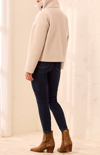 Tribal Lofty Chic Funnel Neck Jacket-Antique White