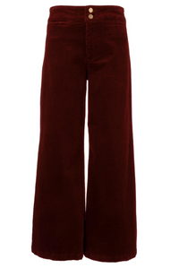 Kut Meg Corduroy Wide Leg Pant w/Welt Pocket- Dark Cherry