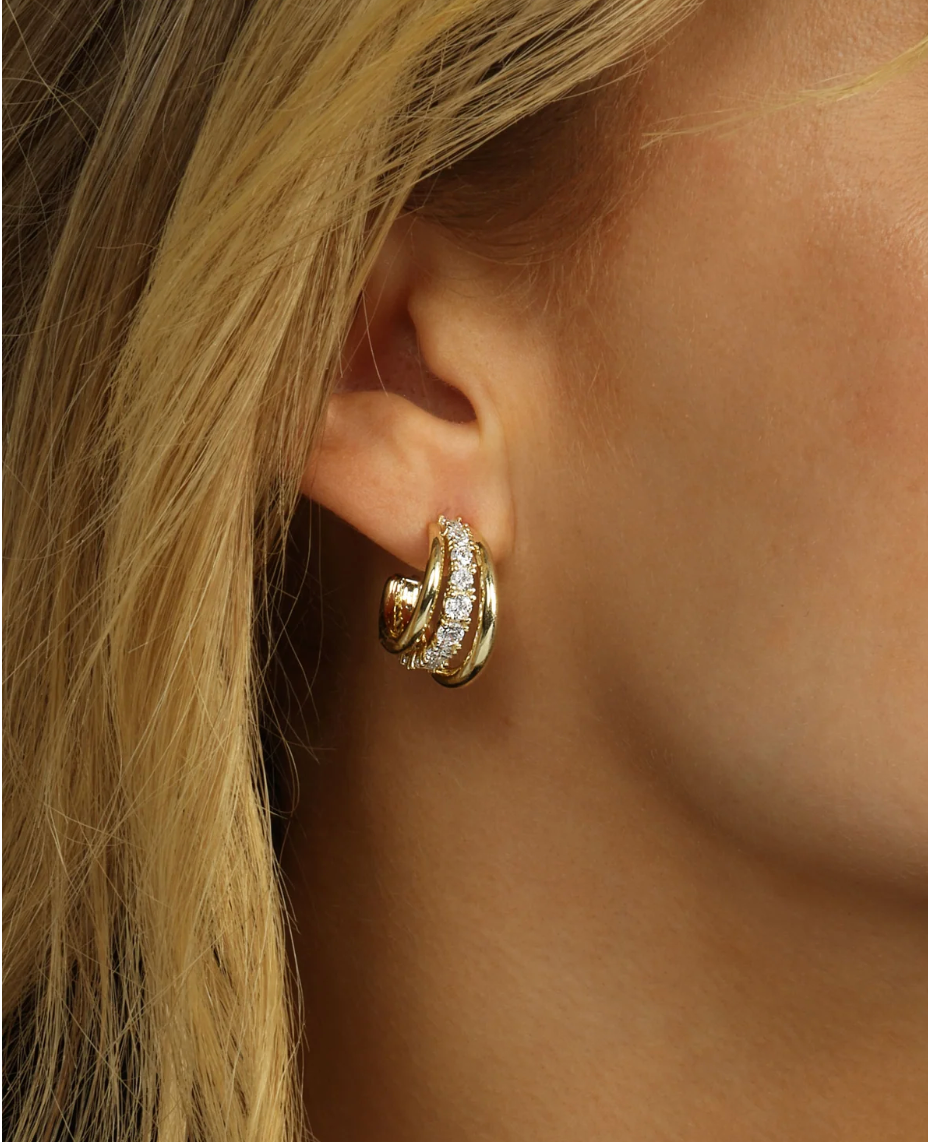 Oh She Fancy Smooth & Diamond Hoops