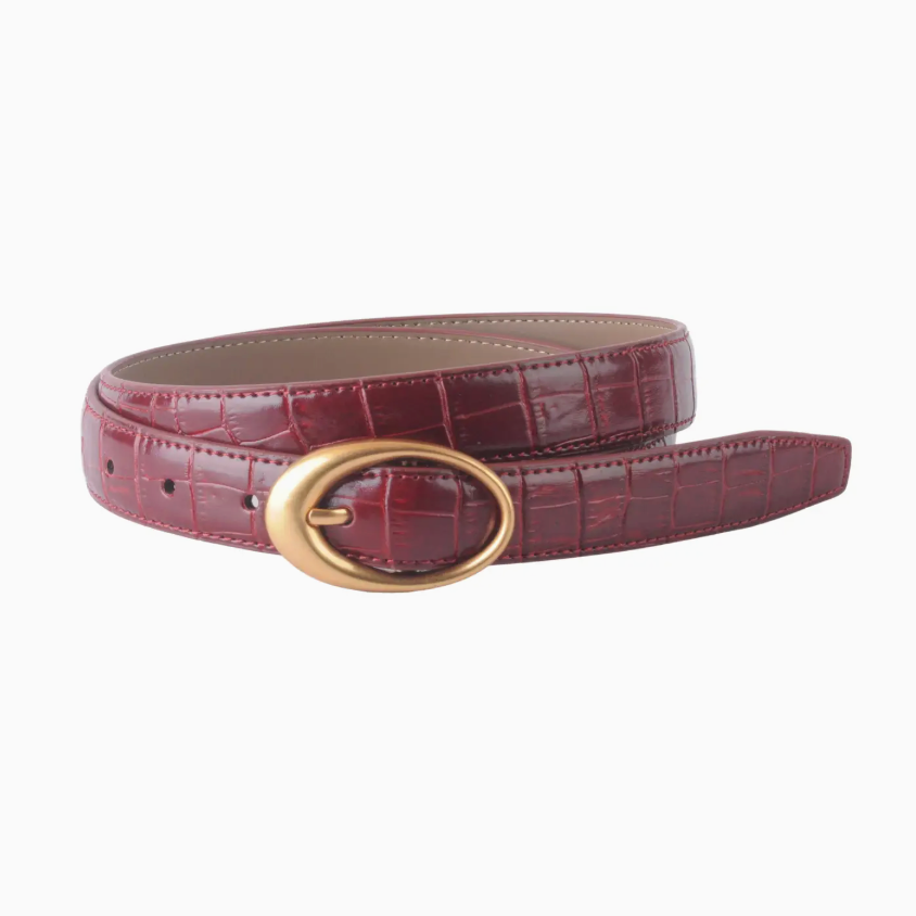 Croc Belt with Oval Buckle