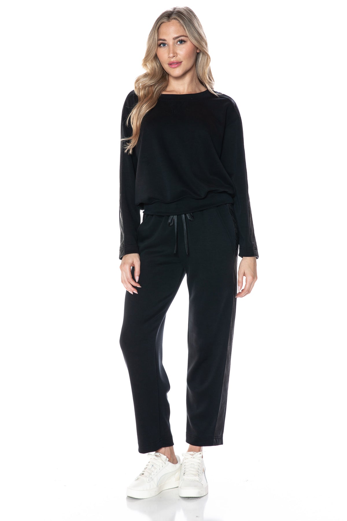 Scuba Crew w/Pleather Sleeve-Black