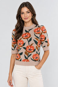 Floral Printed Knit Sweater