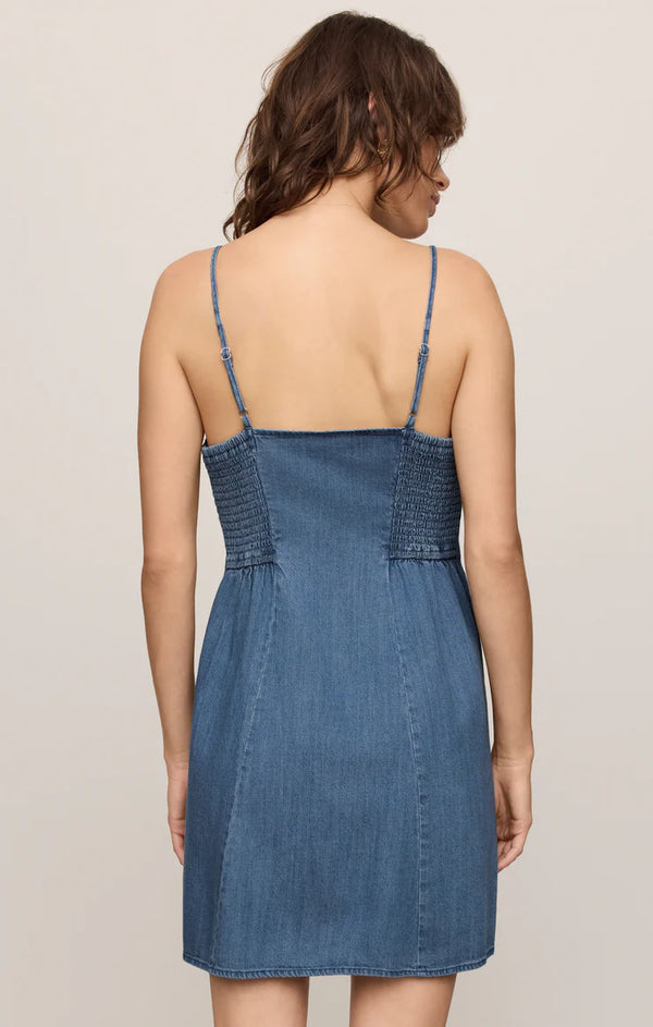 Z Supply Angel Eyes Denim Mini Dress-Indigo