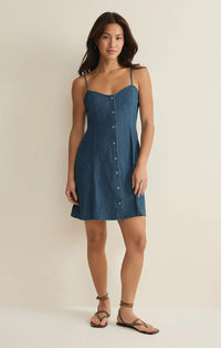 Z Supply Angel Eyes Denim Mini Dress-Indigo