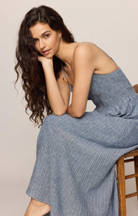 Romy Striped Linen Maxi Dress-Eclipse