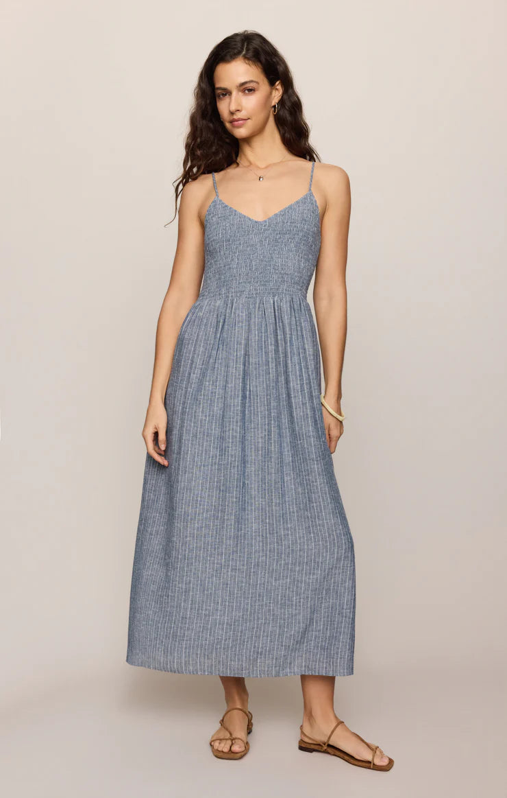 Romy Striped Linen Maxi Dress-Eclipse