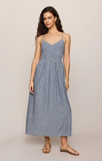 Romy Striped Linen Maxi Dress-Eclipse