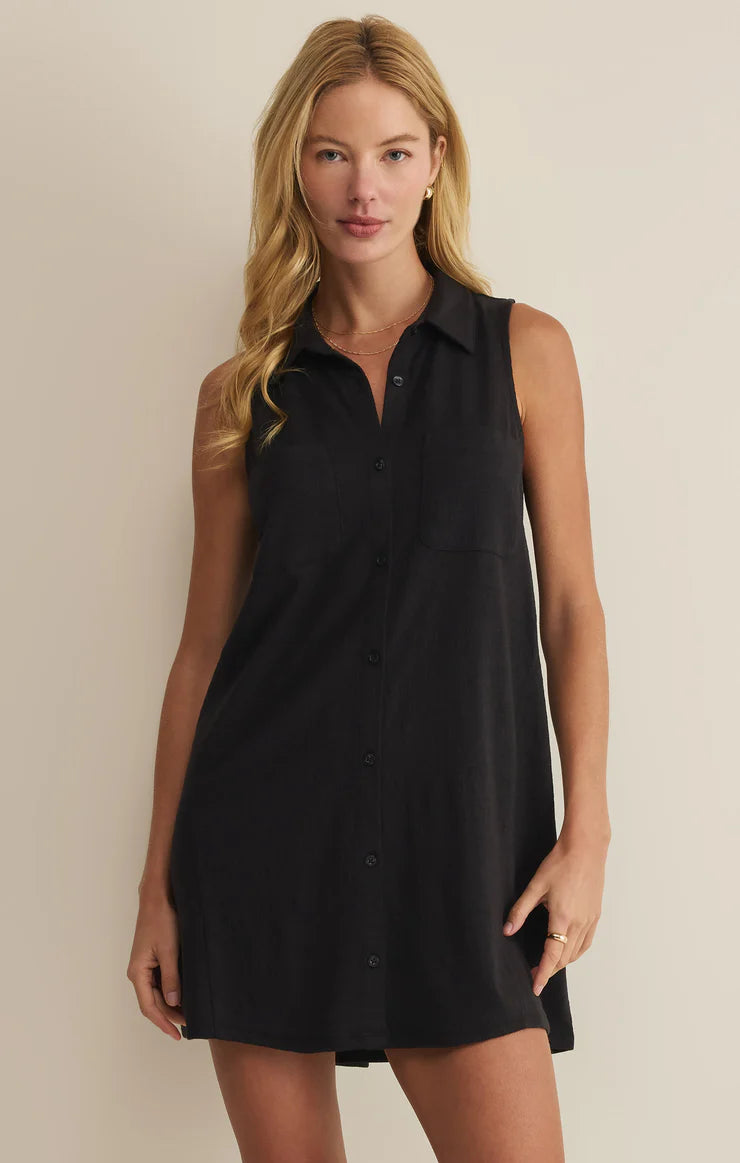 Textured Button up Mini Dress