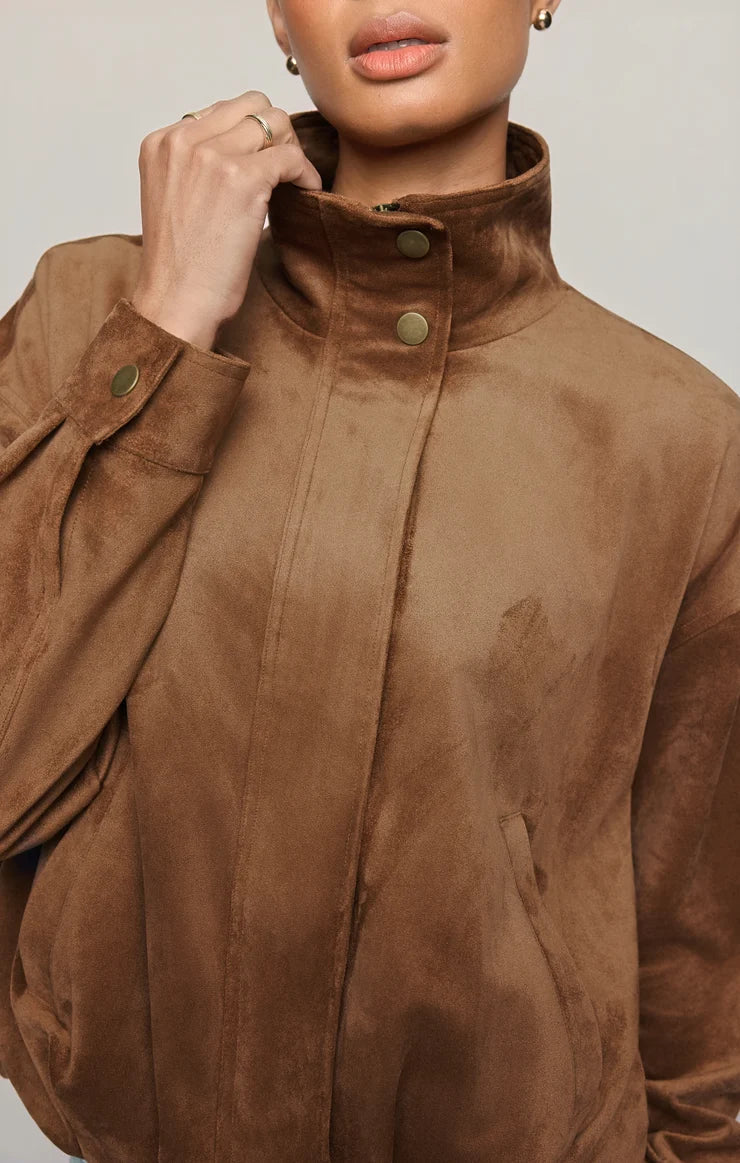 Z Supply Corin Bubble Hem Jacket-Saddle