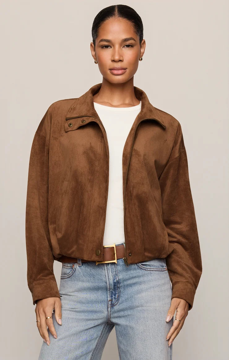 Z Supply Corin Bubble Hem Jacket-Saddle