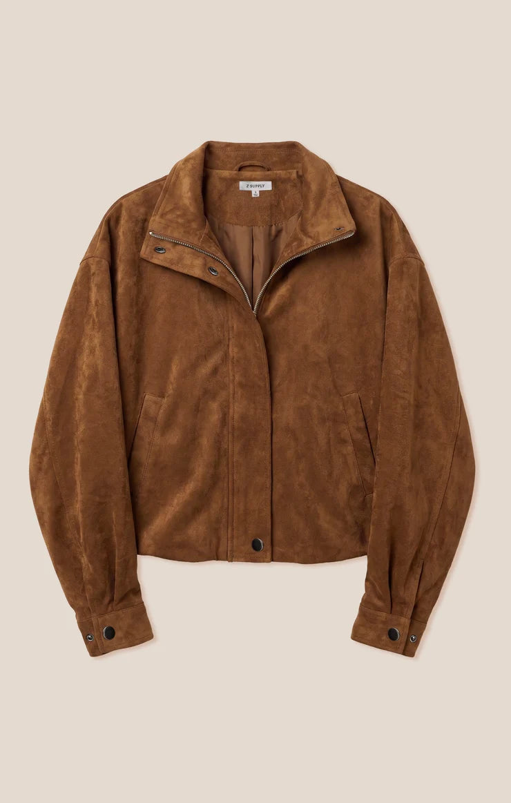 Z Supply Corin Bubble Hem Jacket-Saddle
