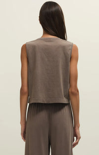 Sloane Cotton Jersey Tank-Taupe