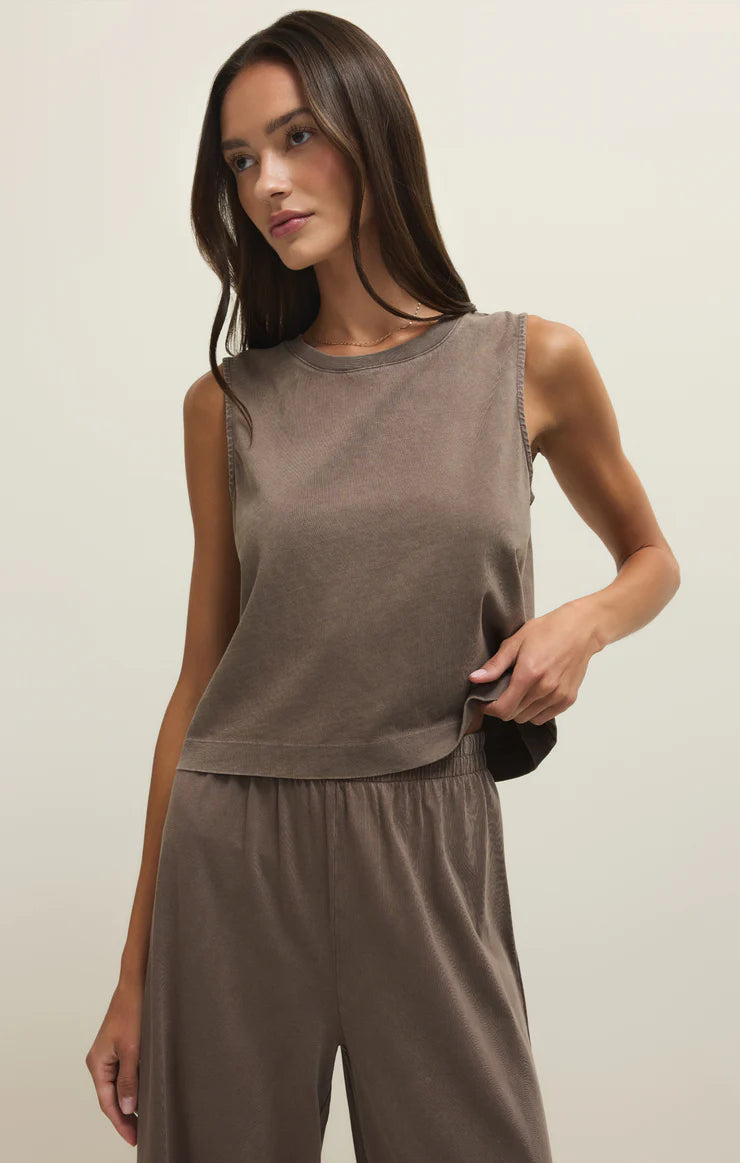 Sloane Cotton Jersey Tank-Taupe