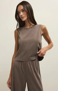 Sloane Cotton Jersey Tank-Taupe
