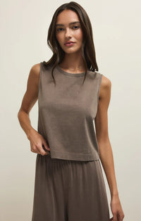 Sloane Cotton Jersey Tank-Taupe